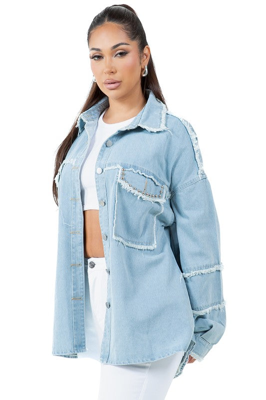 WOMEN FASHION OVERSIZE DENIM SHIRT | Jade Icarus