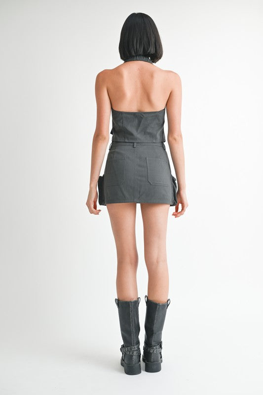 EXPOSED CARGO POCKET MINI SKIRT | Jade Icarus