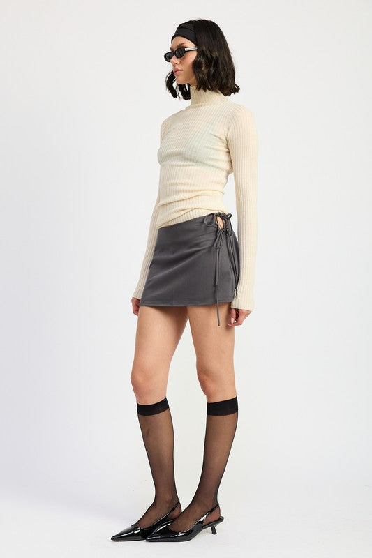 MINI LOW WAISTED SKIRT WITH RIBBON TIES | Jade Icarus