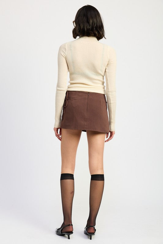 MINI LOW WAISTED SKIRT WITH RIBBON TIES | Jade Icarus