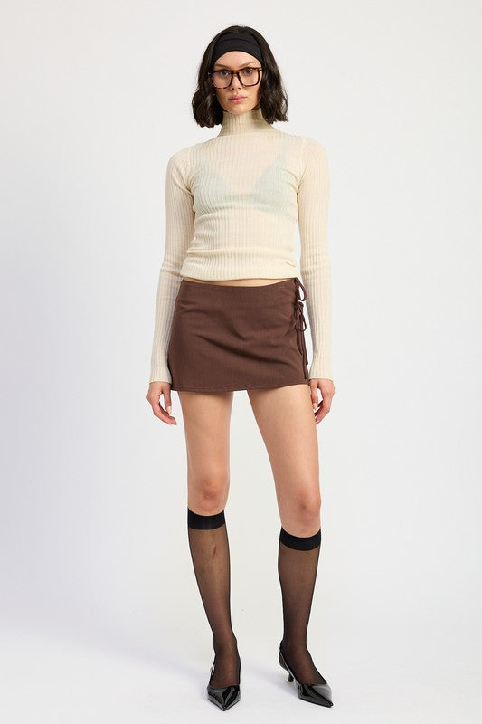 MINI LOW WAISTED SKIRT WITH RIBBON TIES | Jade Icarus