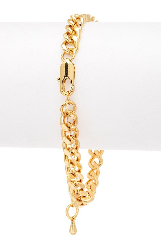 CZ Medallion Charm Stainless Steel Bracelet