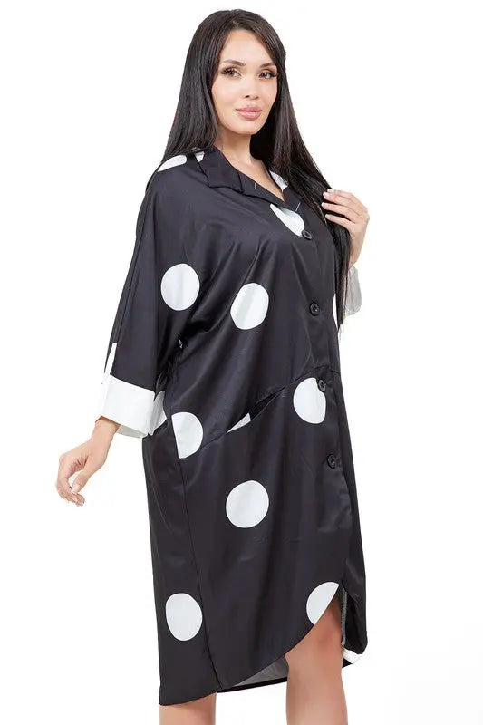 Women’s Fashion Shirt Dress – Sexy Button-Front, 3/4 Sleeves, Low Height Style | Jade Icarus