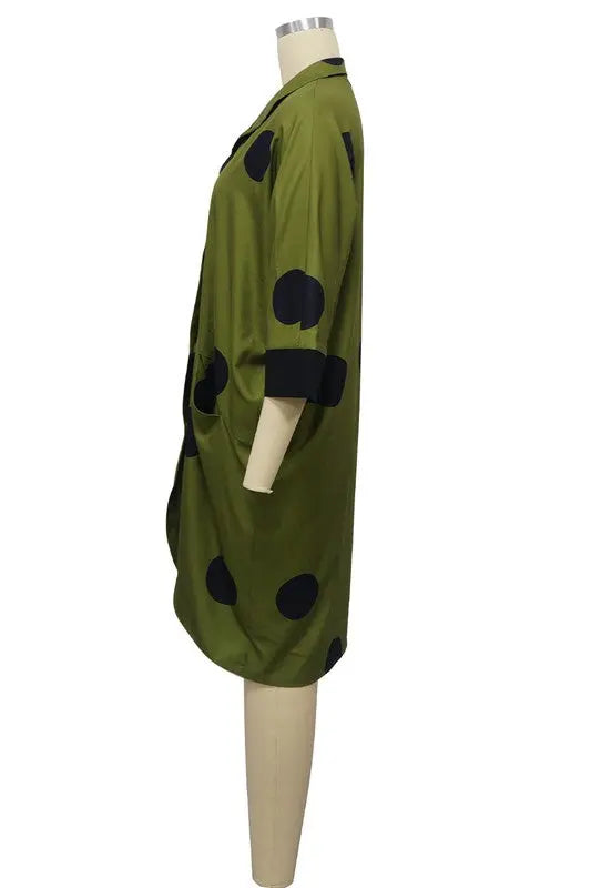 Women’s Fashion Shirt Dress – Sexy Button-Front, 3/4 Sleeves, Low Height Style | Jade Icarus