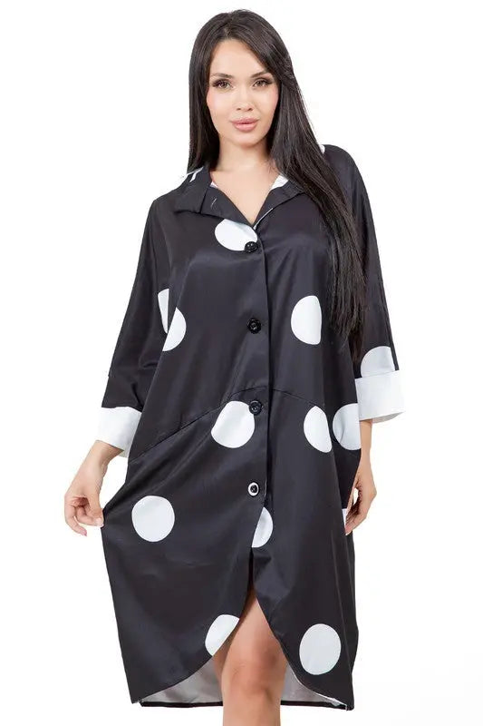Women’s Fashion Shirt Dress – Sexy Button-Front, 3/4 Sleeves, Low Height Style | Jade Icarus