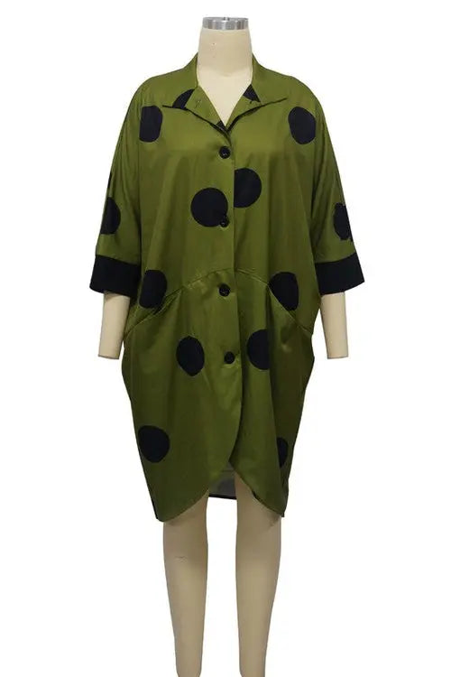 Women’s Fashion Shirt Dress – Sexy Button-Front, 3/4 Sleeves, Low Height Style | Jade Icarus