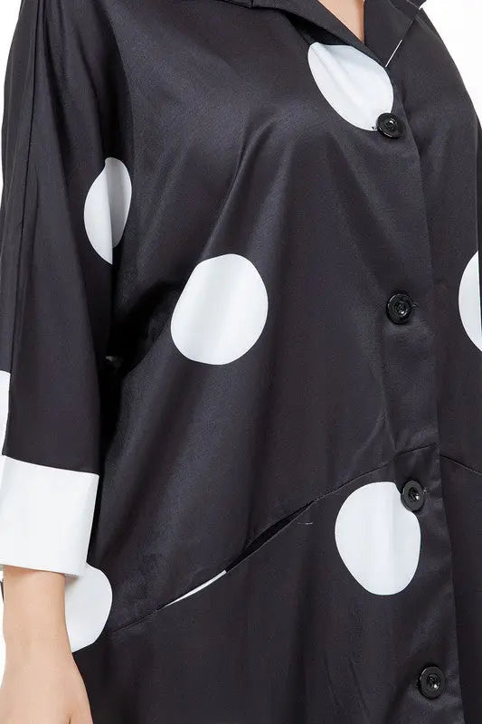 Women’s Fashion Shirt Dress – Sexy Button-Front, 3/4 Sleeves, Low Height Style | Jade Icarus