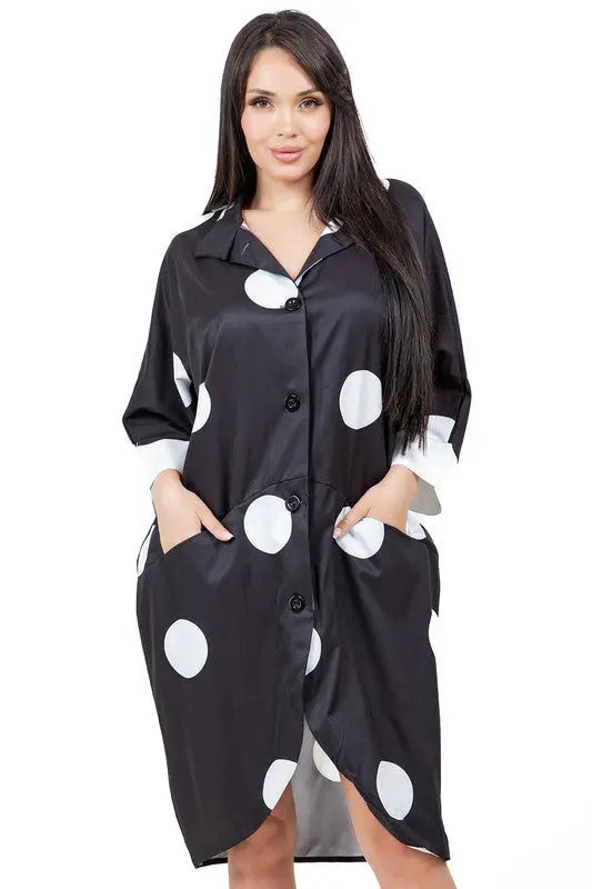 Women’s Fashion Shirt Dress – Sexy Button-Front, 3/4 Sleeves, Low Height Style | Jade Icarus