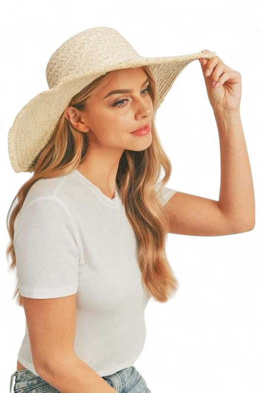 Wide Brim Frayed Edge Sun Hat