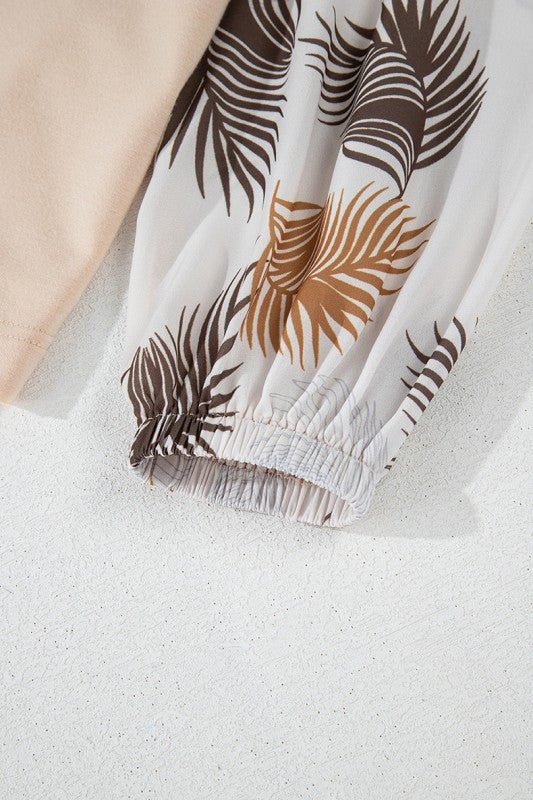 Women Puff Sleeve Patchwork V Neck Sweatshirts | Jade Icarus