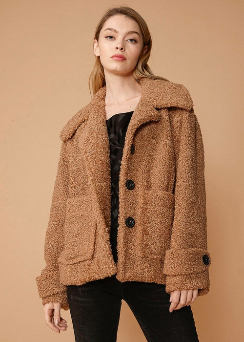 Women's Shearling Coat in Brown | Lemon Hera