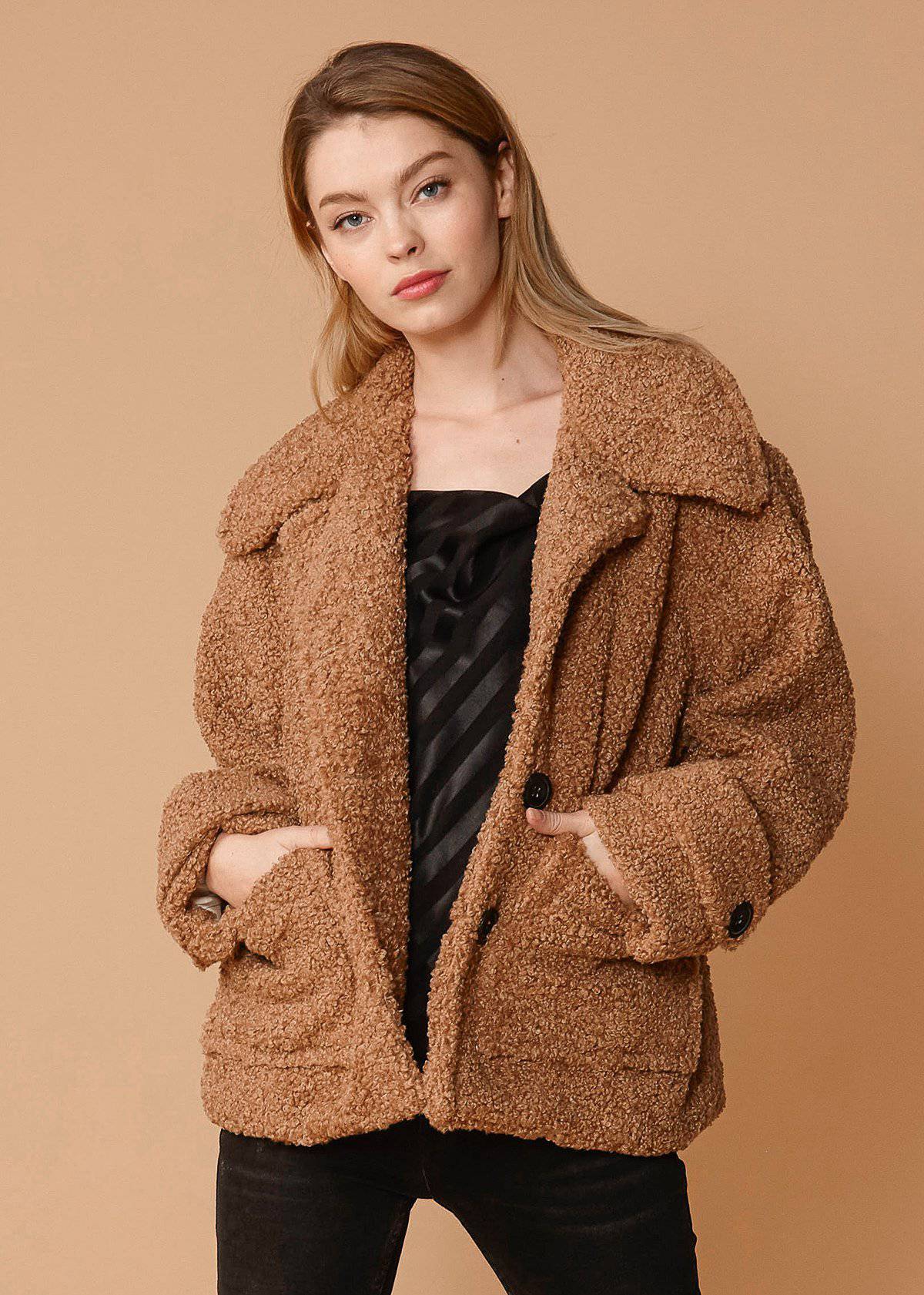 Women's Shearling Coat in Brown | Lemon Hera