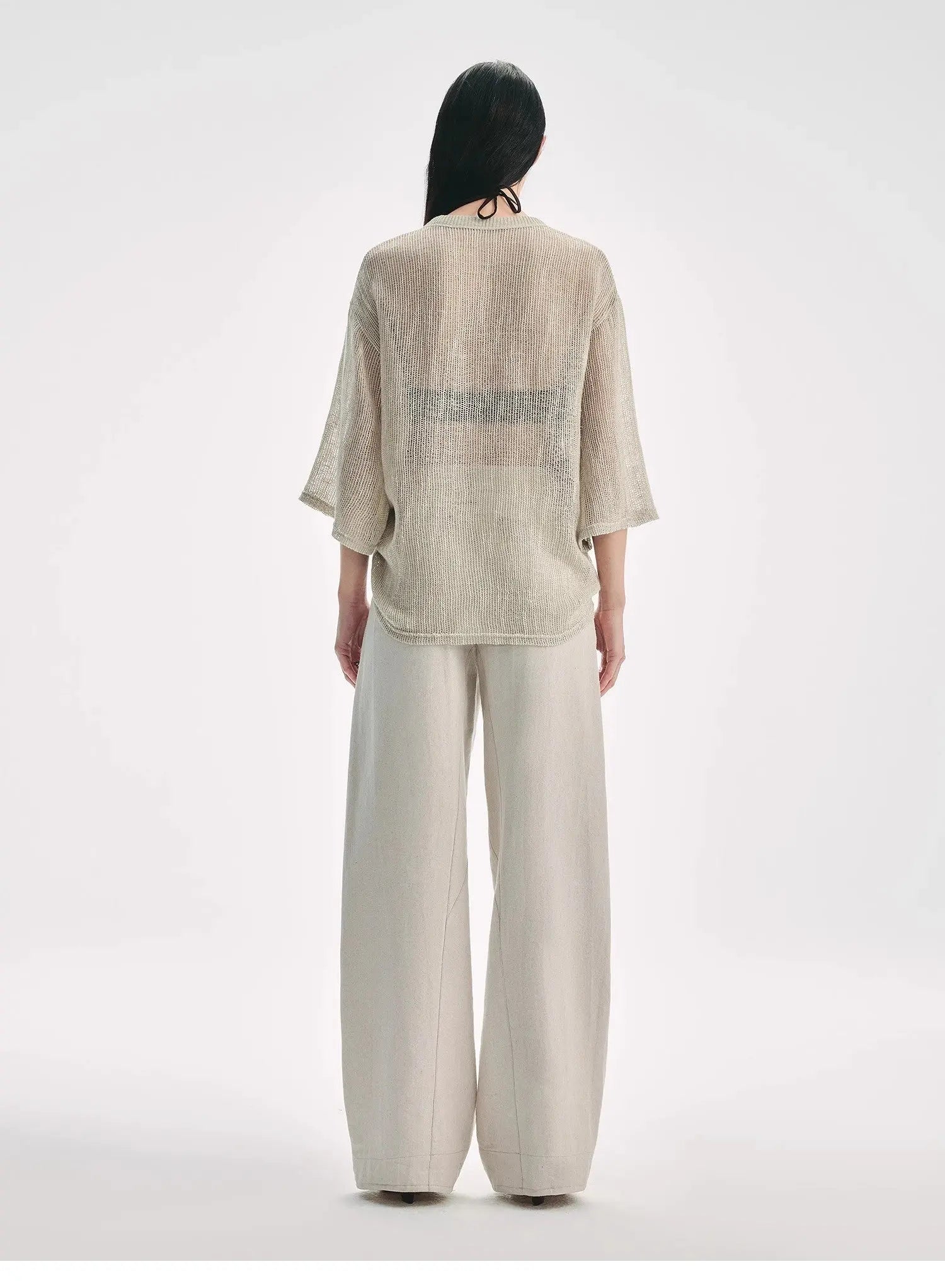 Loose U-neck 3/4 Sleeve Cotton and Linen T-shirt Summer "Inspiration" | Breathable & Chic | Brown Coeus