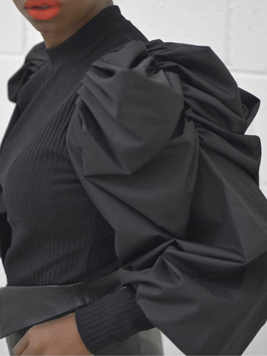 Round neck patchwork knitted blouse Female long | Fuchsia Simba