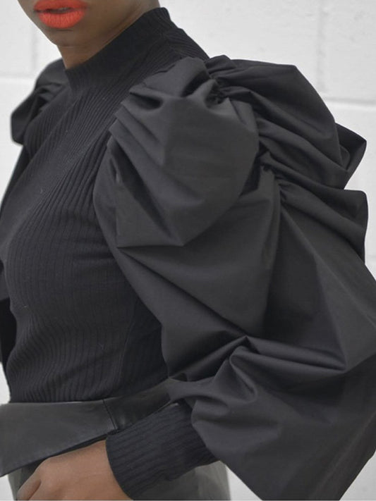 Round neck patchwork knitted blouse Female long | Fuchsia Simba