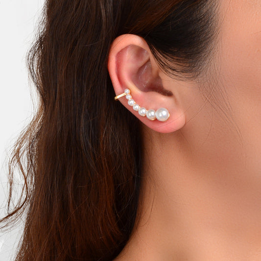 Cartilage Jewelry Ear Cuff Pearl Piercing Crawler Climber Stud Earring