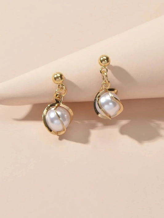 AU Local Jewellery Pearl Decor Gold Drop Earrings Wholesale Price