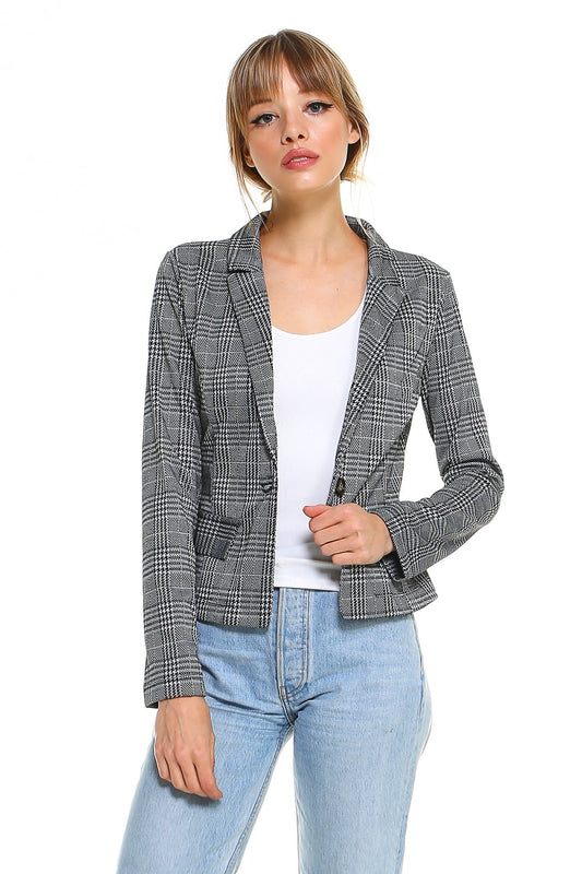 Classic Plaid Fitted Blazer | Indigo Arrowwood
