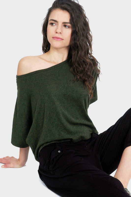 LUMI Organic Crop Top | Textured Bateau Neck Top for Women