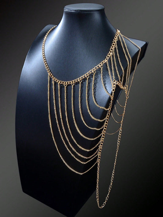 Boho Tassel Chain Necklace Shoulder Body Jewelry Trendy Statement