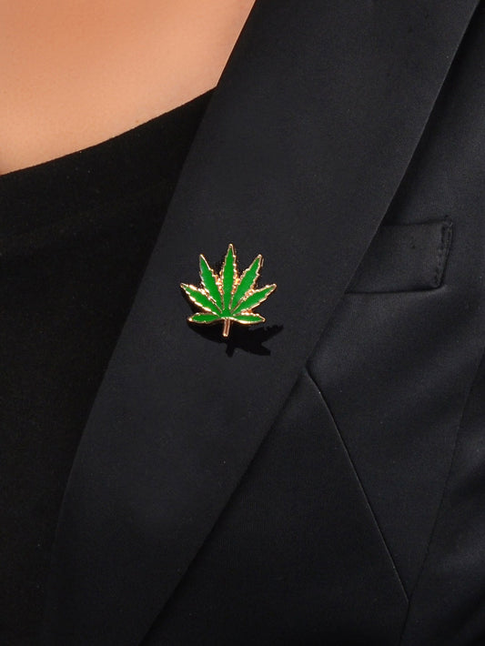 Trend Women Accessories Green Enamel Leaf Brooches Pins Ladies Bouquet