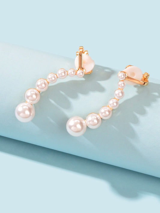 Cartilage Jewelry Ear Cuff Pearl Piercing Crawler Climber Stud Earring