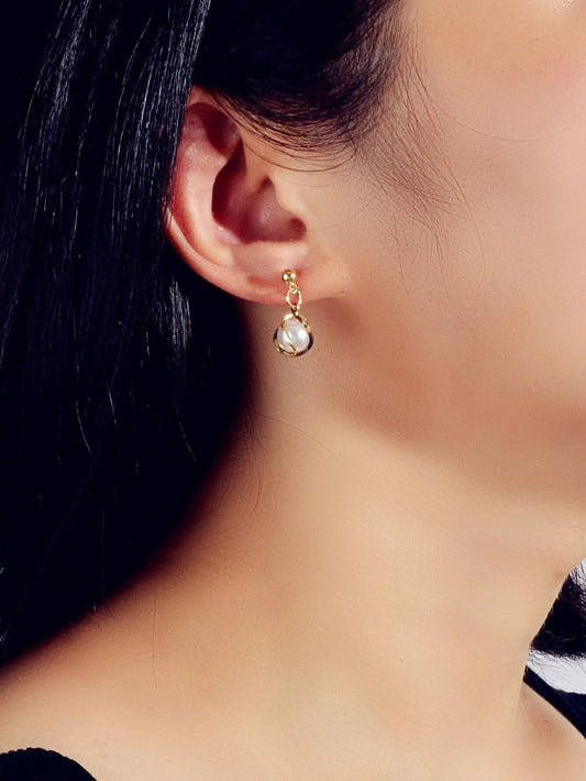 AU Local Jewellery Pearl Decor Gold Drop Earrings Wholesale Price