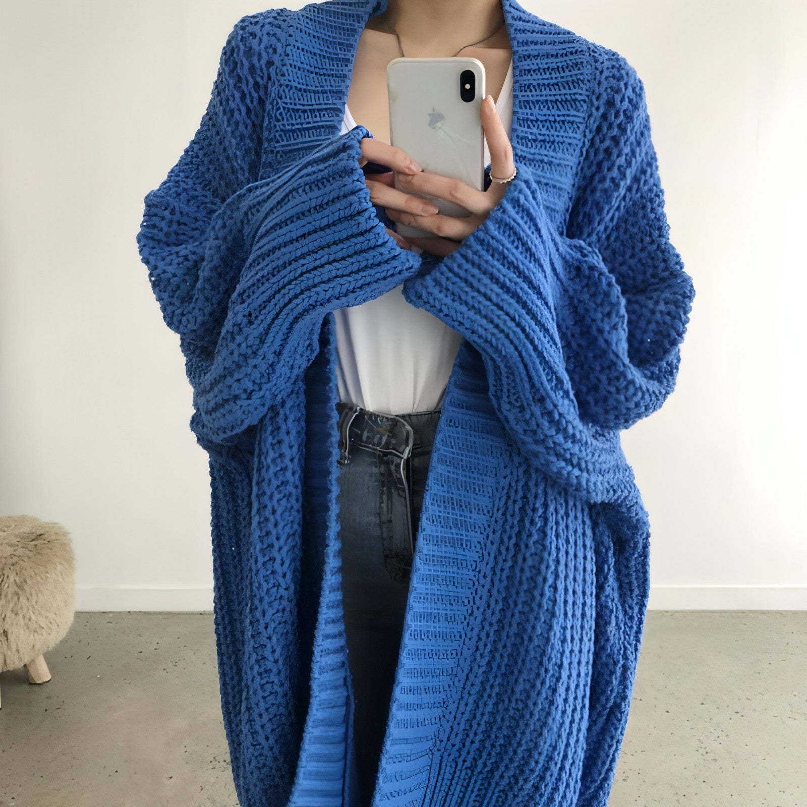 Retro Lazy Coat Loose Mid-length Sweater Jacket Women | Carmine Juneberry