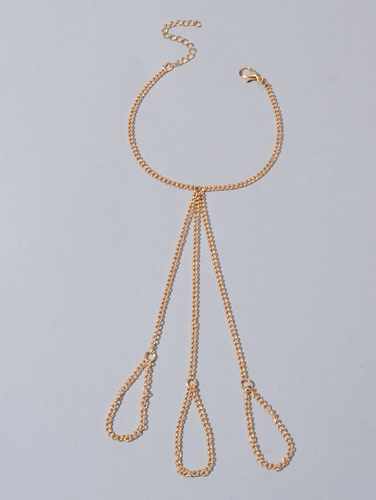 Body Jewellery Gold Chain with Finger Unique Boho Chic Slave Bracelets