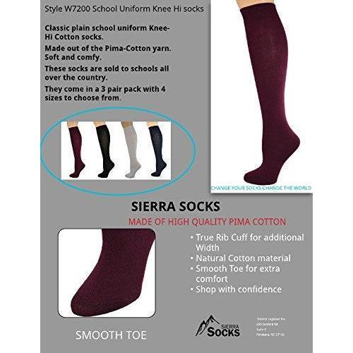 Combed Cotton Knee High Socks for Girls, Teens and Women in 3 Pair