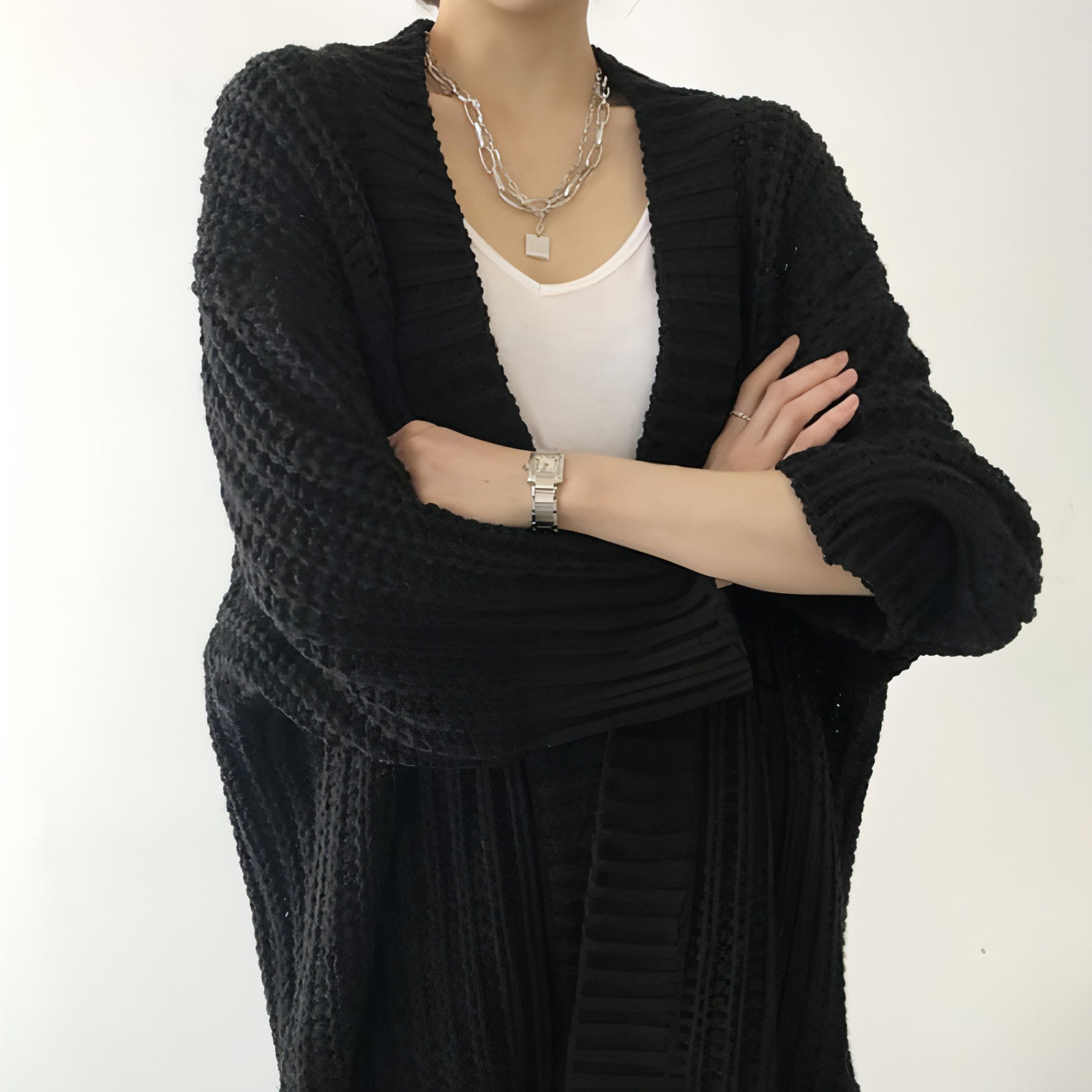 Retro Lazy Coat Loose Mid-length Sweater Jacket Women | Carmine Juneberry