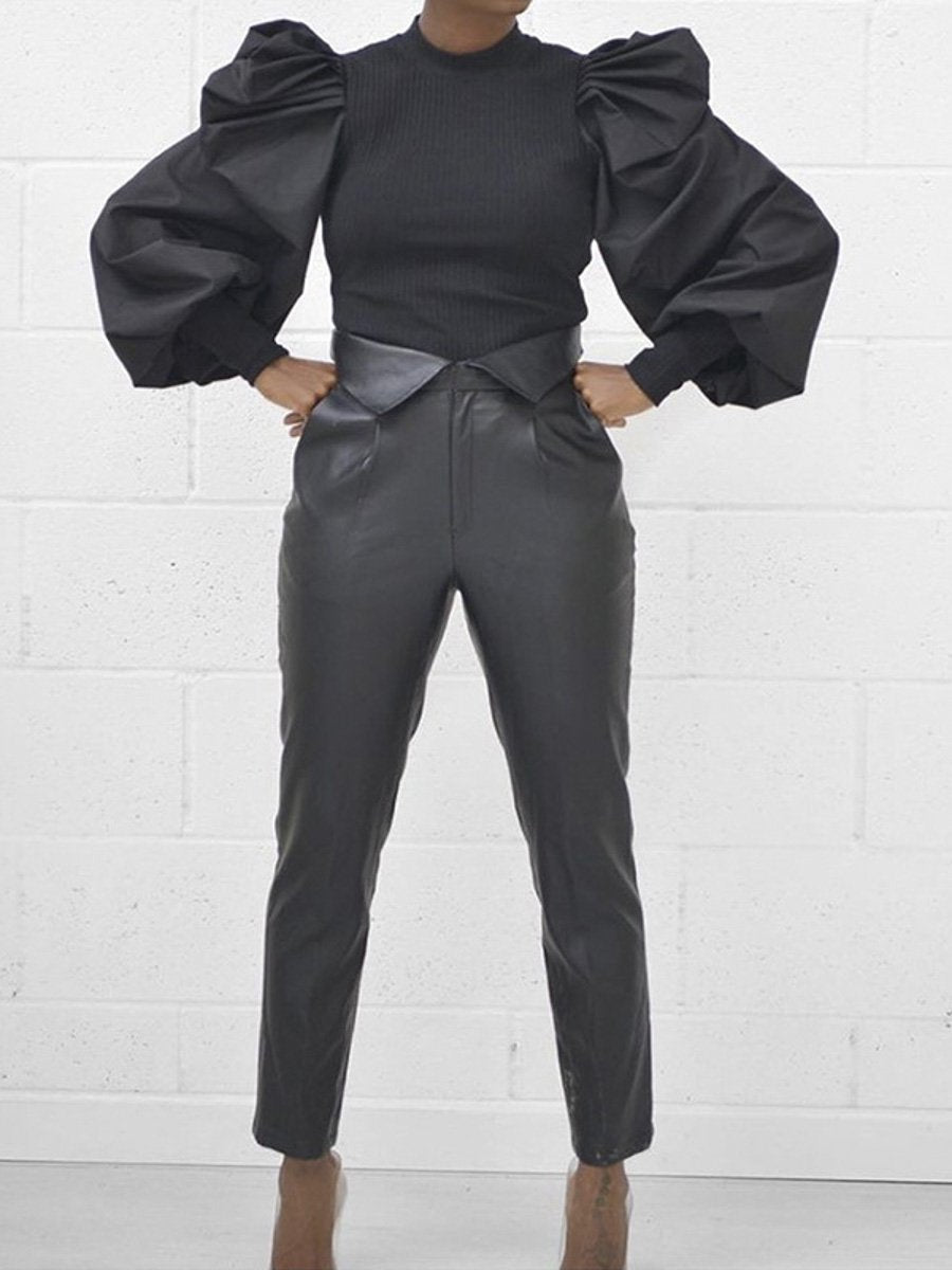 Round neck patchwork knitted blouse Female long | Fuchsia Simba