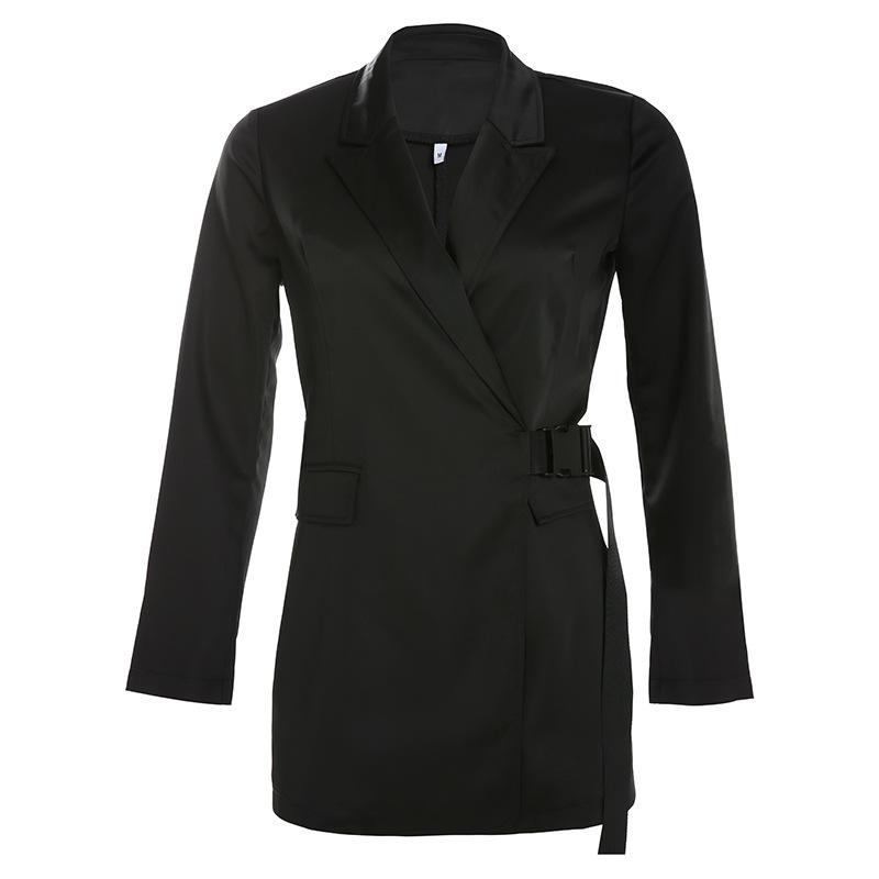 Black belt sexy blazer Women long sleeve pocket high waist | Jade