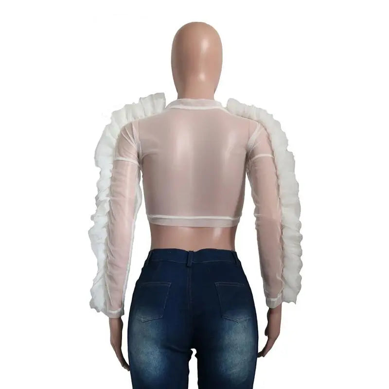 Black Gothic Woven Crop Top for Women | Sexy Transparent Club Top | Jade