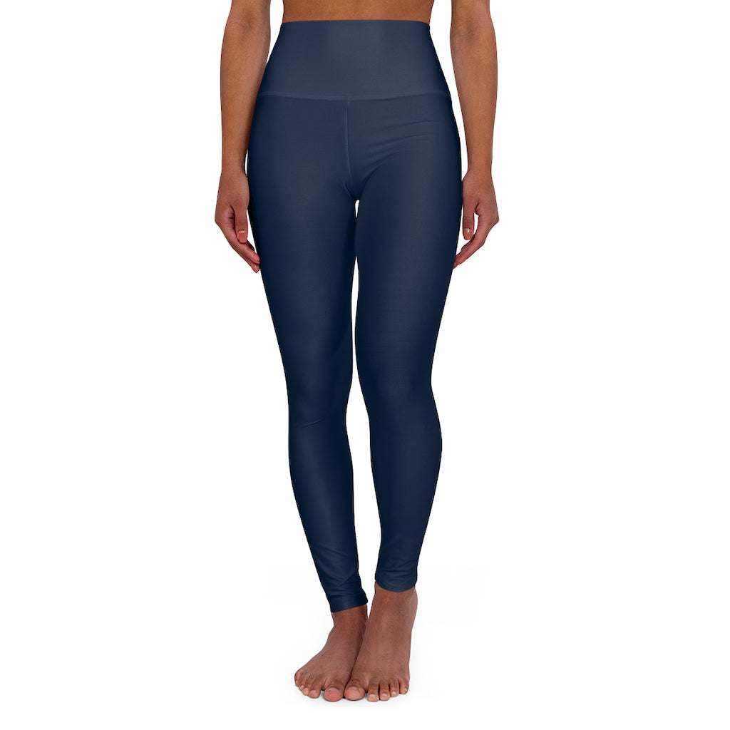 Womens High Waist Fitness Leggings / Yoga Pants - Navy Blue | Grey Coco