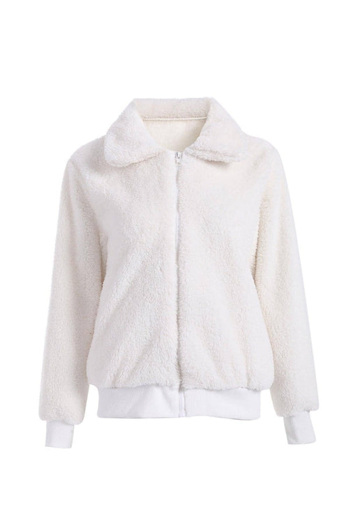 Winter Autumn Women Lapel Zipper Jacket Coat | Carmine Juneberry