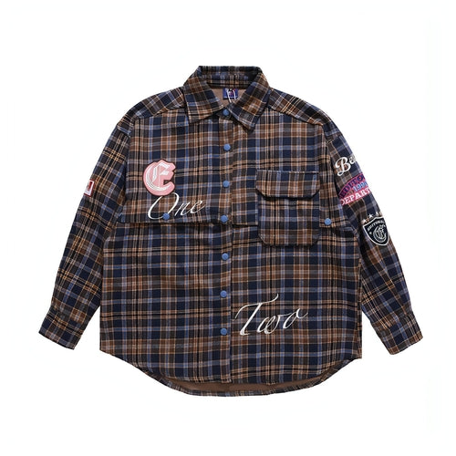 Fashion Brand Plaid Long Sleeve DressShirt Coat Jacket Men & Women | Carmine Juneberry