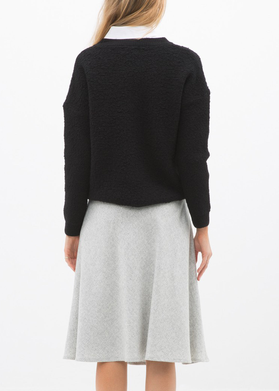 High Waisted Wool Knit Midi Skirt In Heather Grey | Lemon Hera