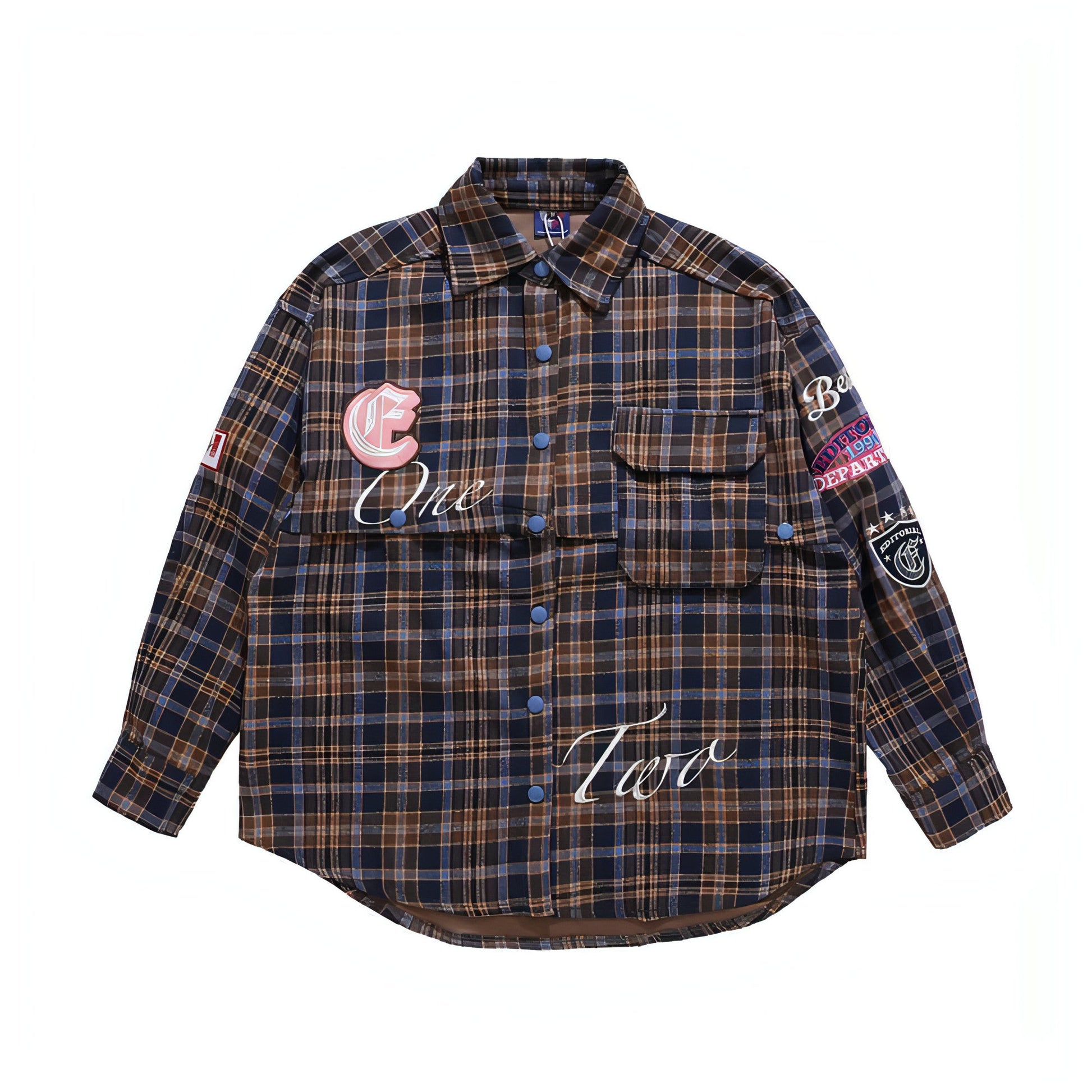 Fashion Brand Plaid Long Sleeve DressShirt Coat Jacket Men & Women | Carmine Juneberry