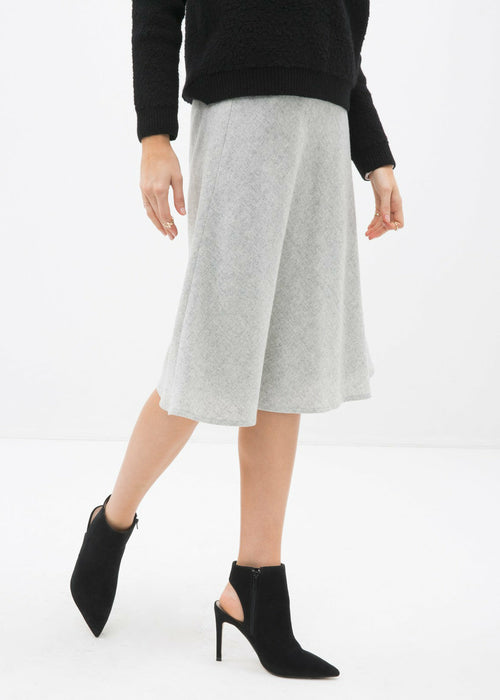High Waisted Wool Knit Midi Skirt In Heather Grey | Lemon Hera