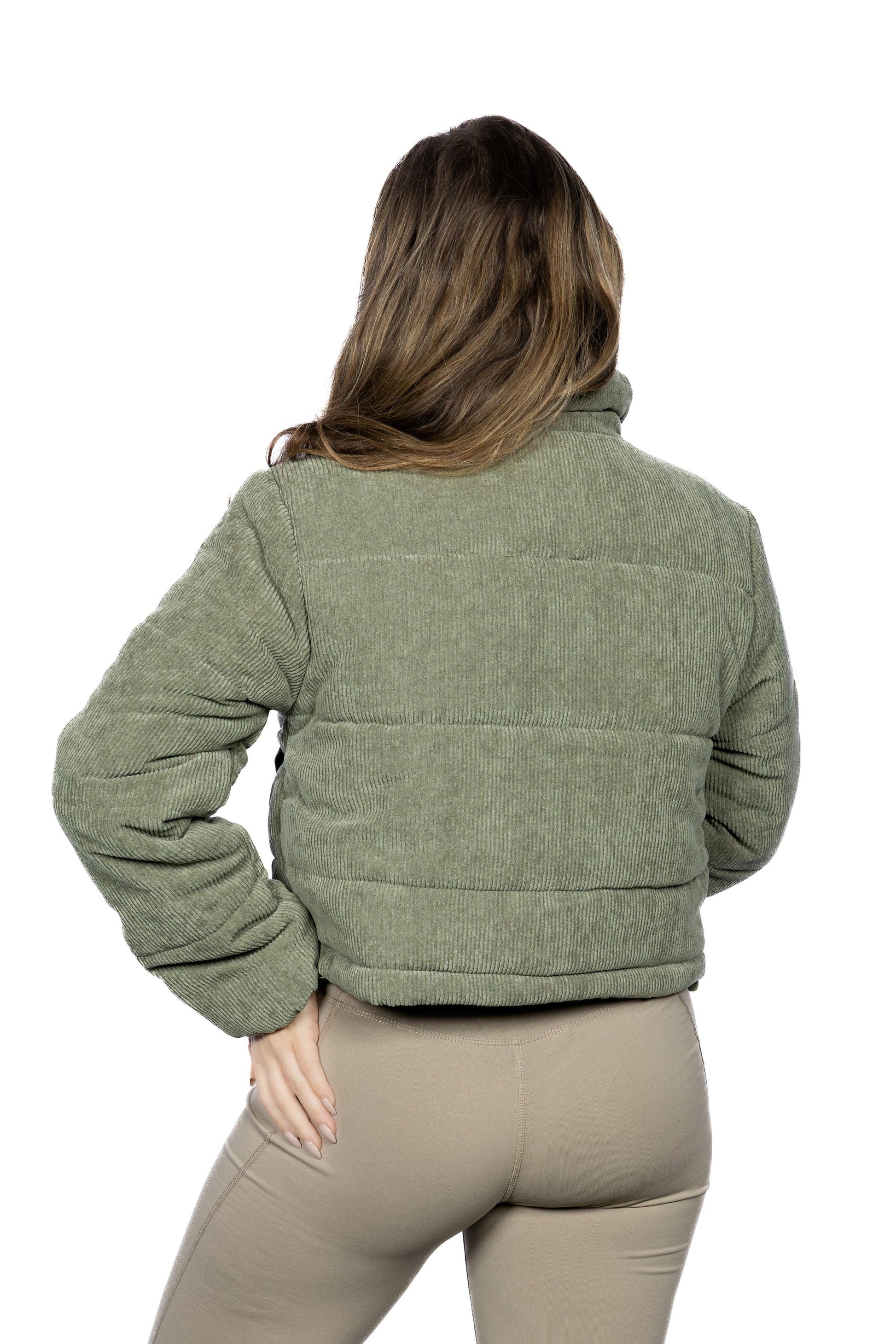 Corduroy Zip Up Puffer Jacket | Burgundy Perses