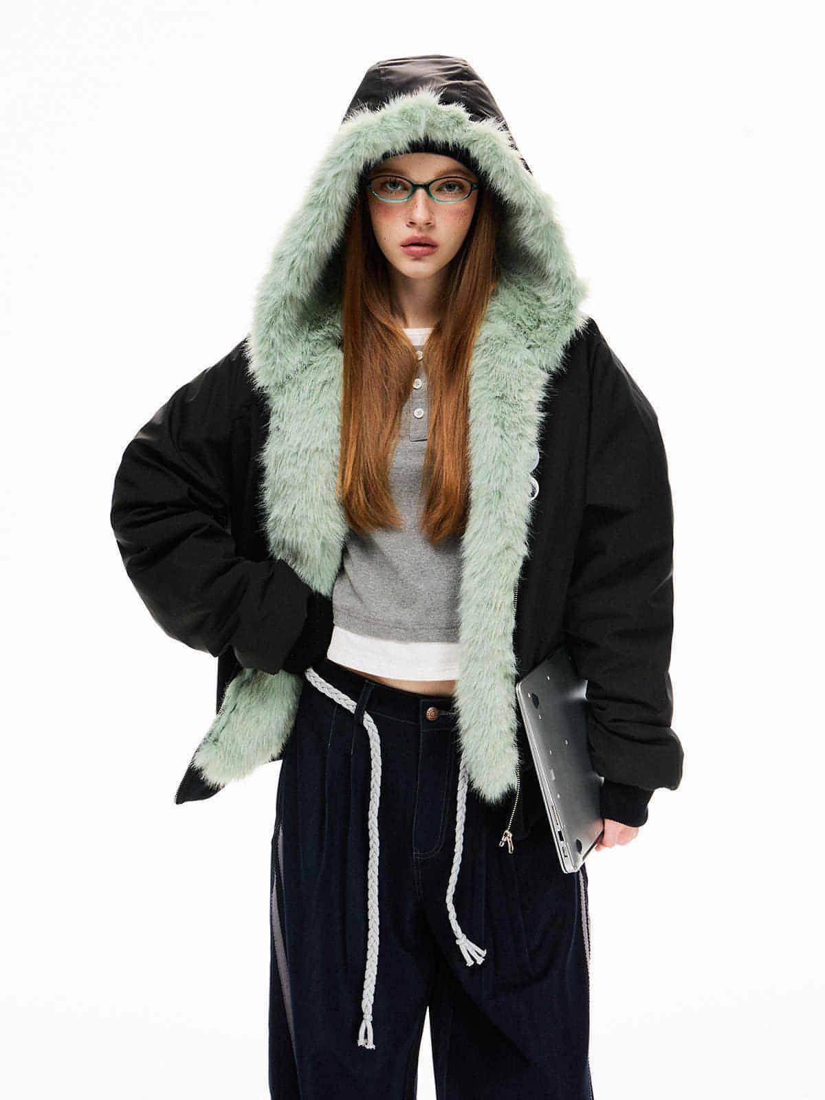 Loose Fleece-lined Warm Parka Cotton Jacket Top Coat For Women | Carmine Juneberry