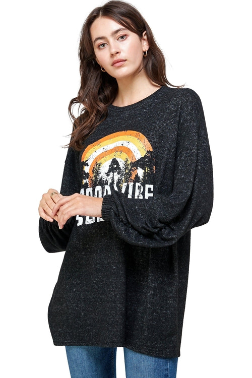 Graphic Print Pullover – Relaxed and Stylish | Indigo Arrowwood