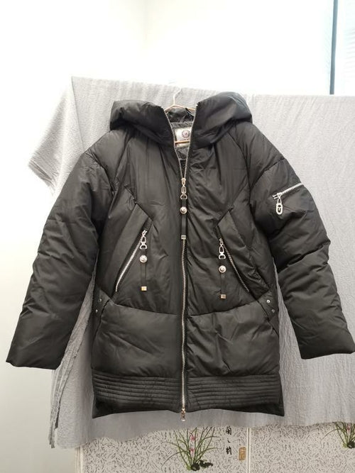 Casual hooded women winter coat parka Zipper pocket padded jacket coat | Jade