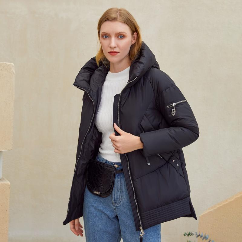 Casual hooded women winter coat parka Zipper pocket padded jacket coat | Jade