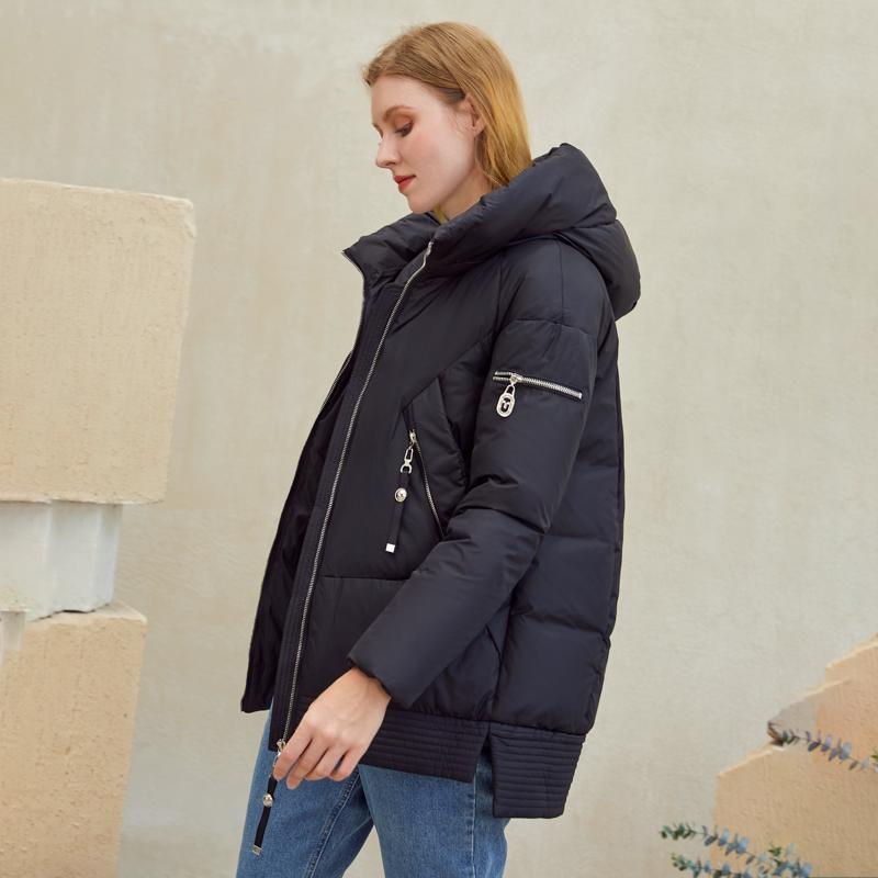 Casual hooded women winter coat parka Zipper pocket padded jacket coat | Jade