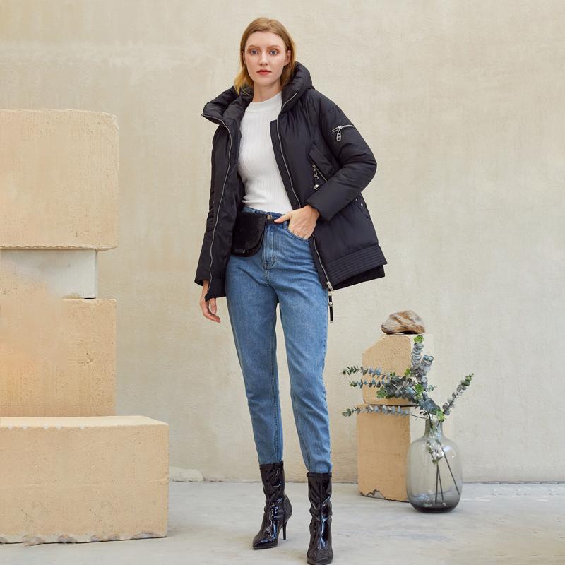Casual hooded women winter coat parka Zipper pocket padded jacket coat | Jade