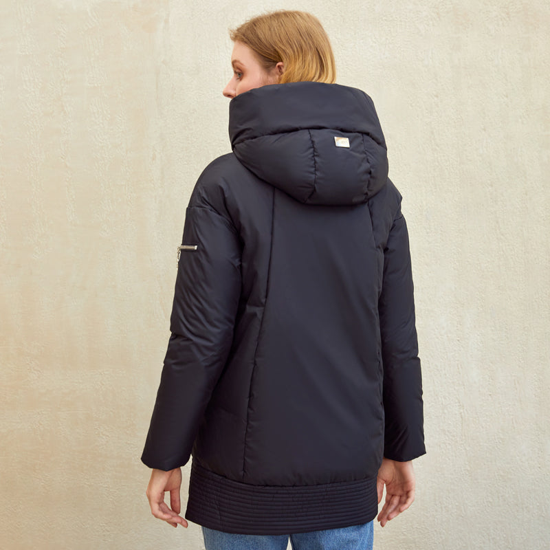 Casual hooded women winter coat parka Zipper pocket padded jacket coat | Jade