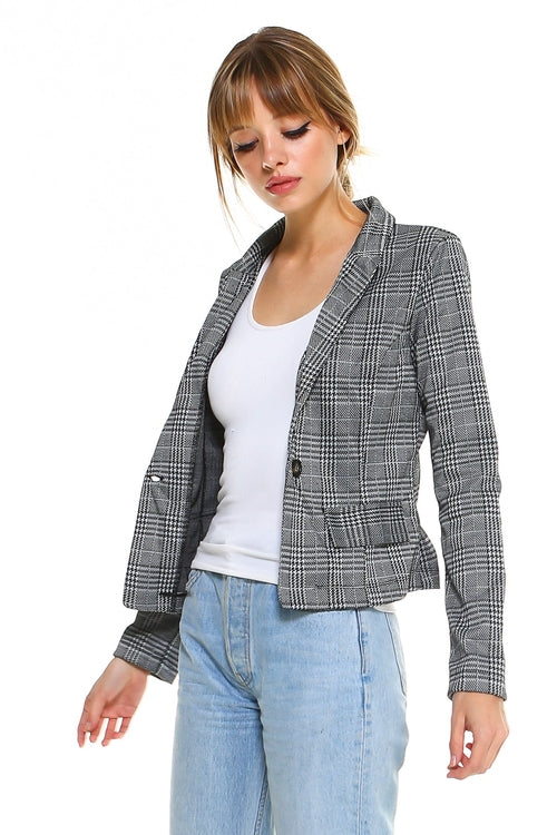 Classic Plaid Fitted Blazer | Indigo Arrowwood