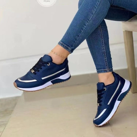 Casual Lace-up Flat Shoes Women Shallow Round Toe Sports Walking